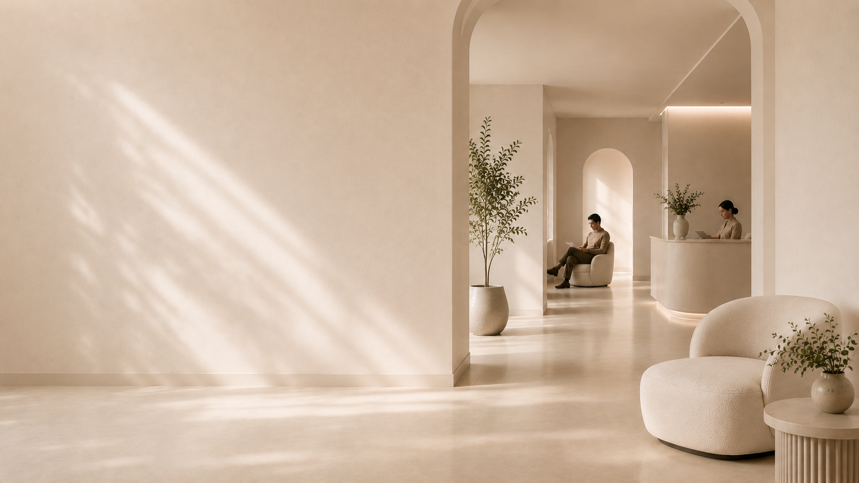 A calm, light-filled clinic waiting room